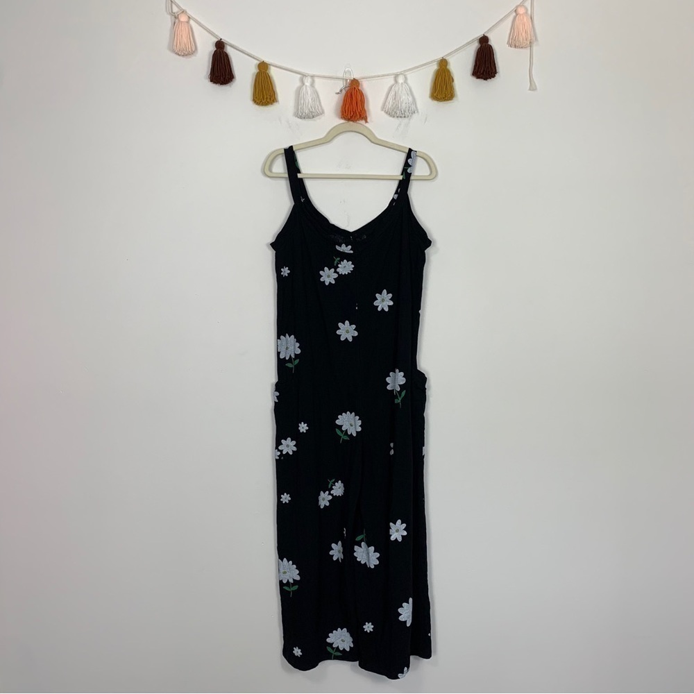 Handmade Painted Daisy Floral Print Jumpsuit Size Medium